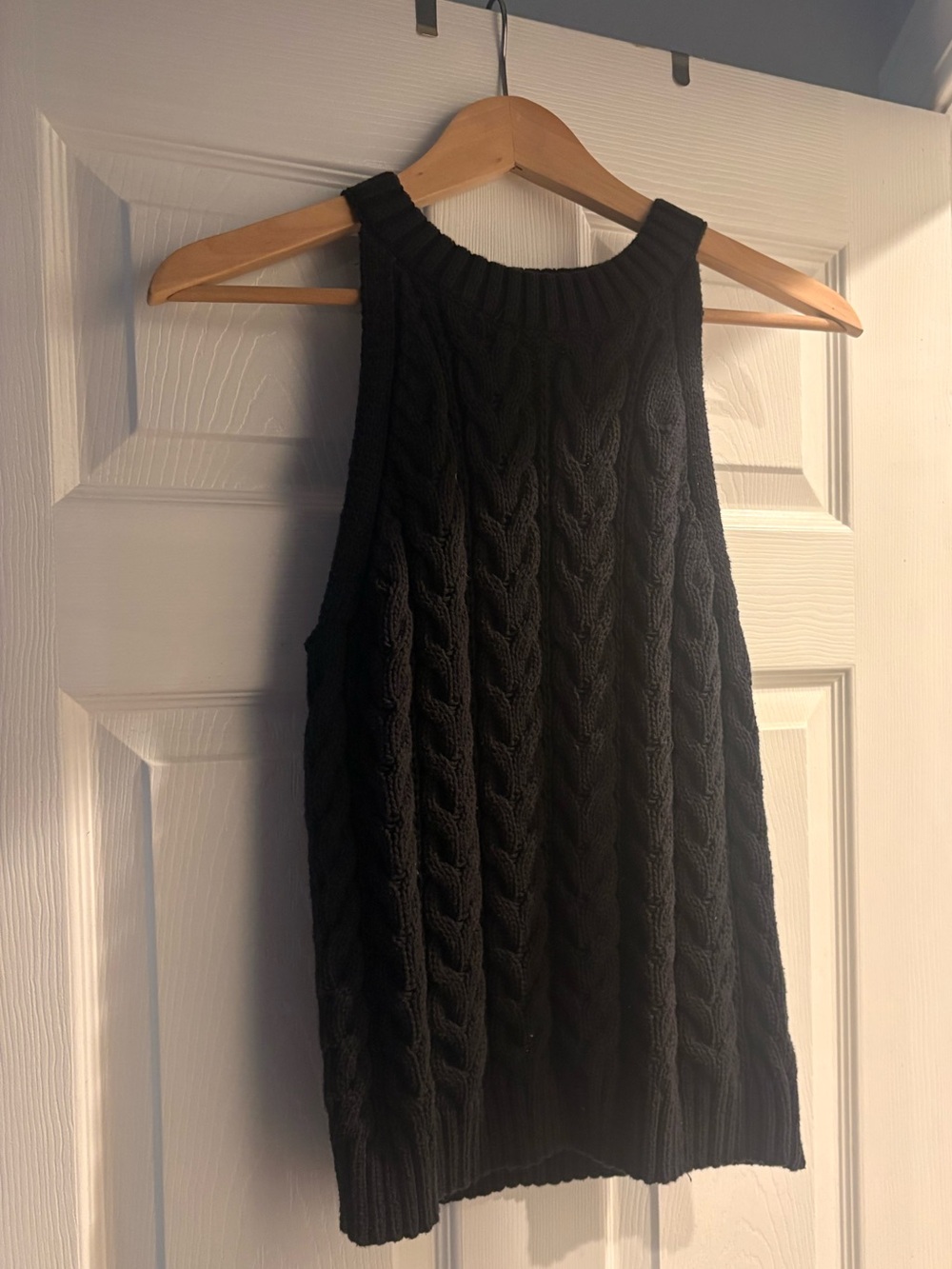 a new day Black Cable Knit High Neck Sleeveless Tank